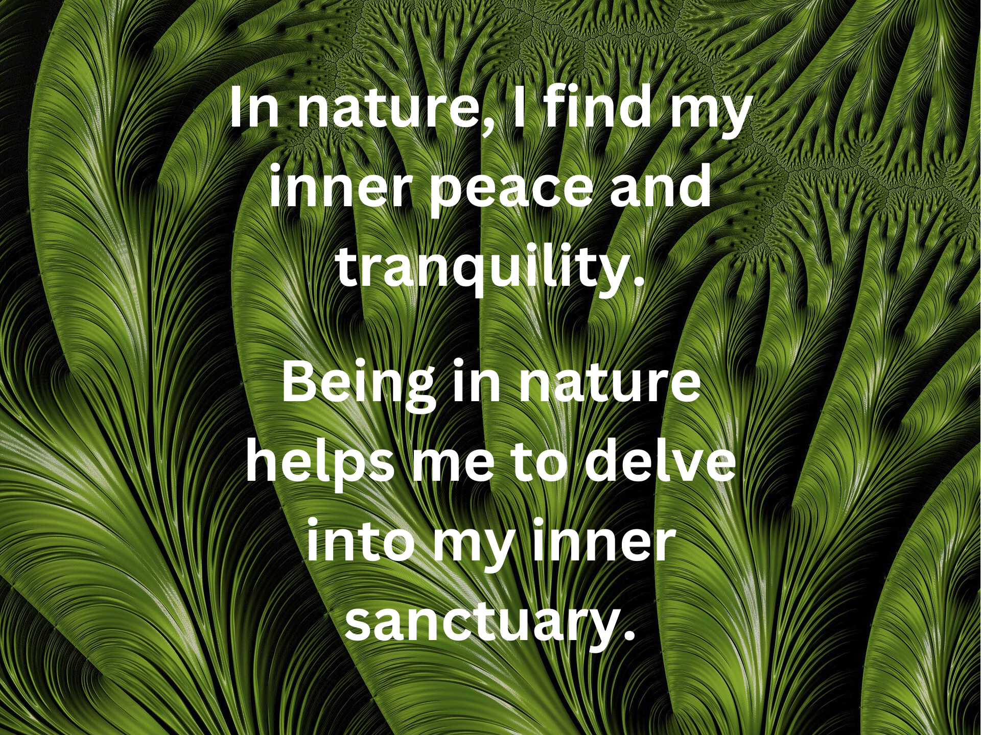 Nature helps me find my inner peace and tranqulity